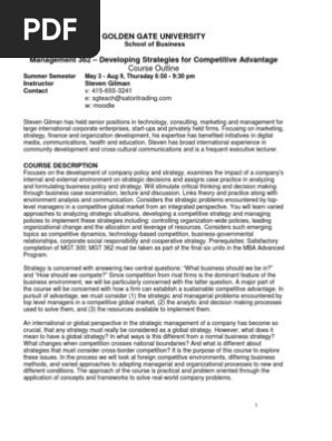 Syllabus Memorandum Strategic Management