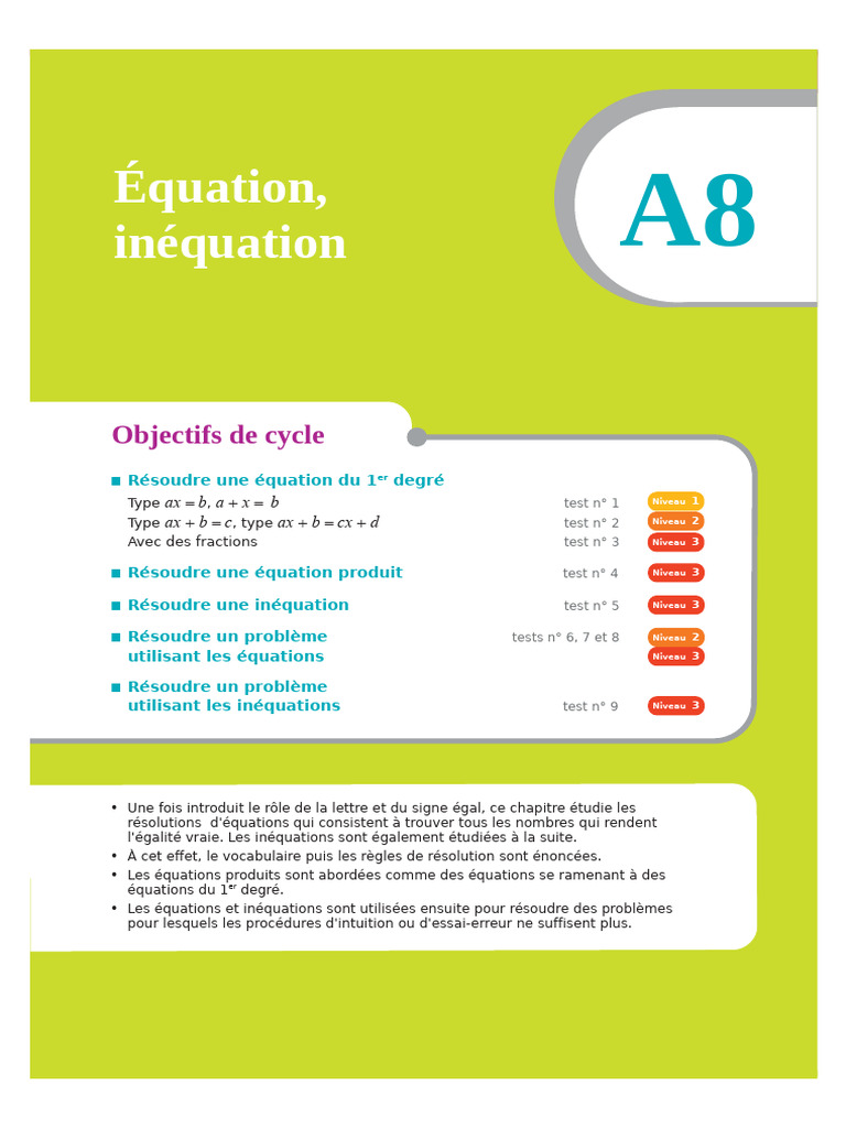 Sesamath Equationa8 | PDF