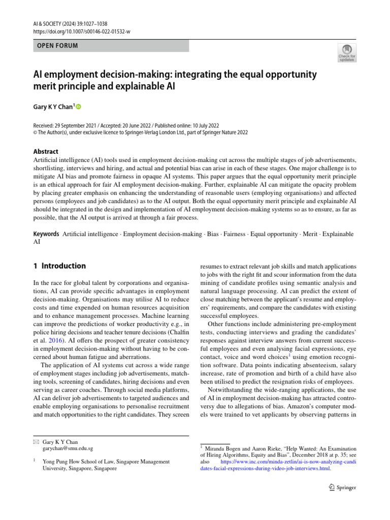 Fair AI in Employment Decisions | PDF | Artificial Intelligence ...