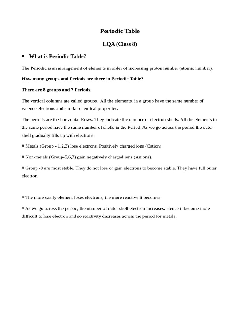 Understanding the Periodic Table Basics | PDF