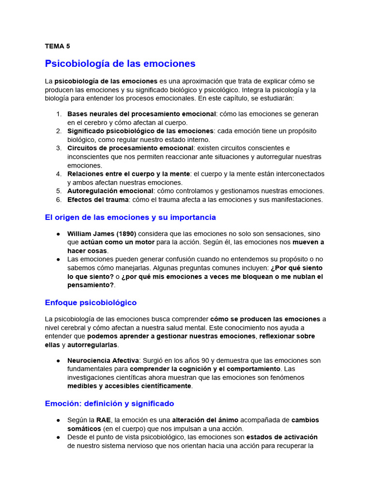 Psicobiología de las emociones y su impacto | PDF | Las emociones | Cerebro