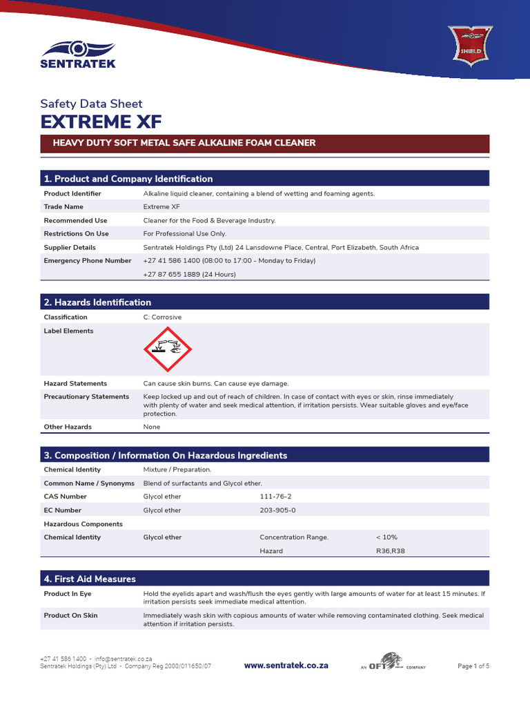 250509-STH-SDS-Alkalis-EXTREME XF-v6 | PDF | Materials | Occupational ...