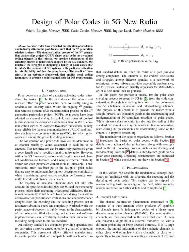 Polar Codes for 5G NR Encoding Guide | PDF | Bit | Error Detection And ...