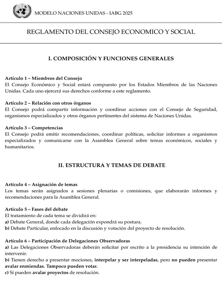 Reglamento Del Consejo Economico y Social - Iabg 2025 PDF | PDF ...