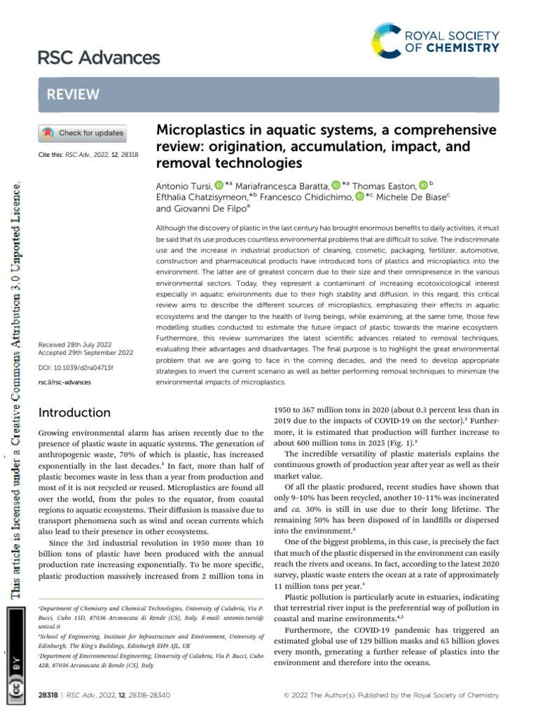 Microplastics in Aquatic Systems Review | PDF | Waste | Plastic