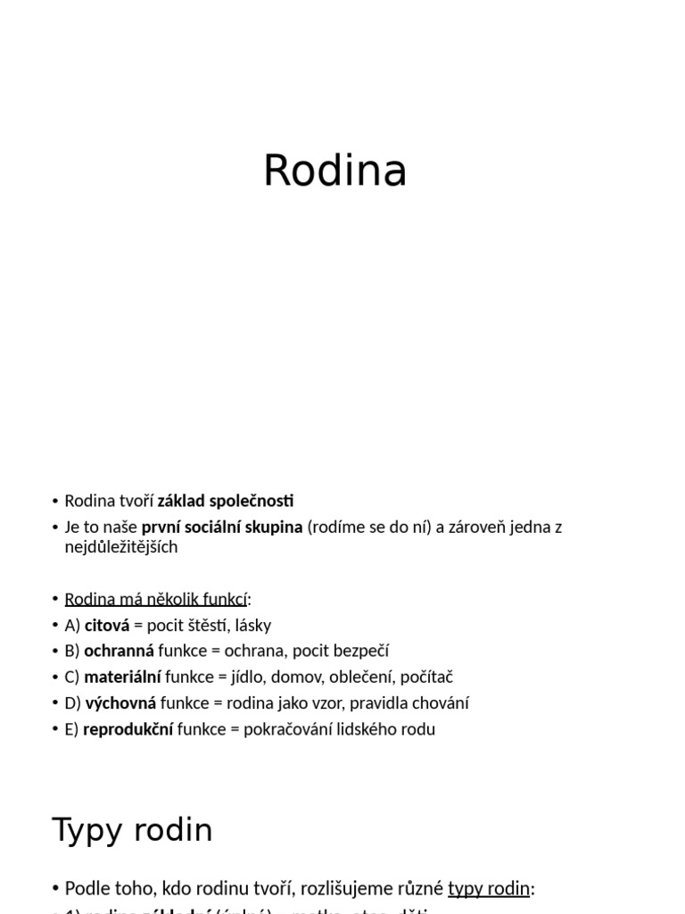 Rodina Typy, Pribuzenske Vztahy, Manzelstvi | PDF