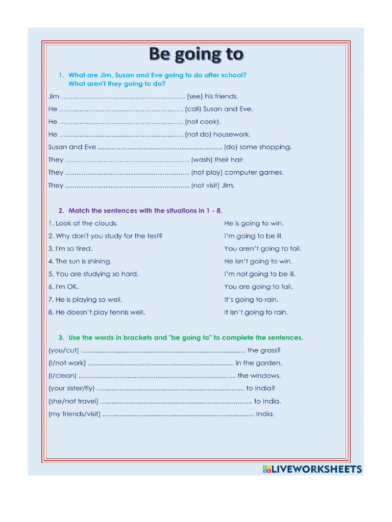 Worksheet - Be Going To | PDF