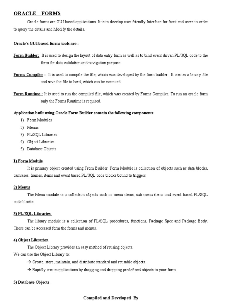 Oracle Forms Development Overview | PDF | Pl/Sql | Class (Computer ...
