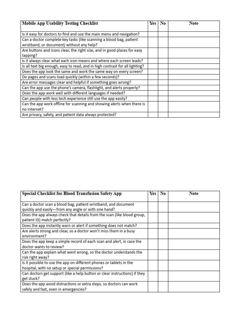 Mobile App Usability Testing Checklist | PDF
