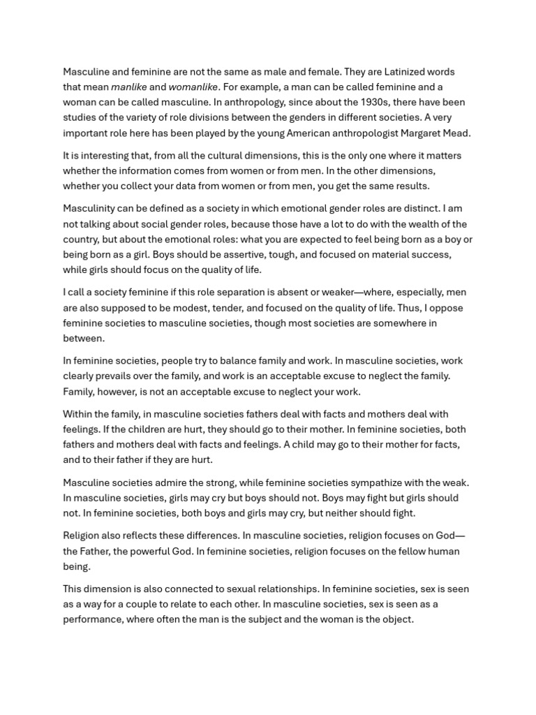 Masculine and Feminine Are Not The Same As Male and Female | PDF ...