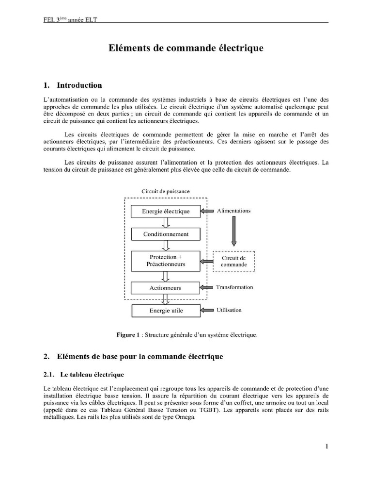 Chapitre 1 Ã©lement de Commande Electrique | PDF