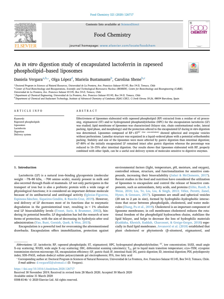 An in Vitro Digestion Study of Encapsulated Lactoferrin in Rapeseed ...