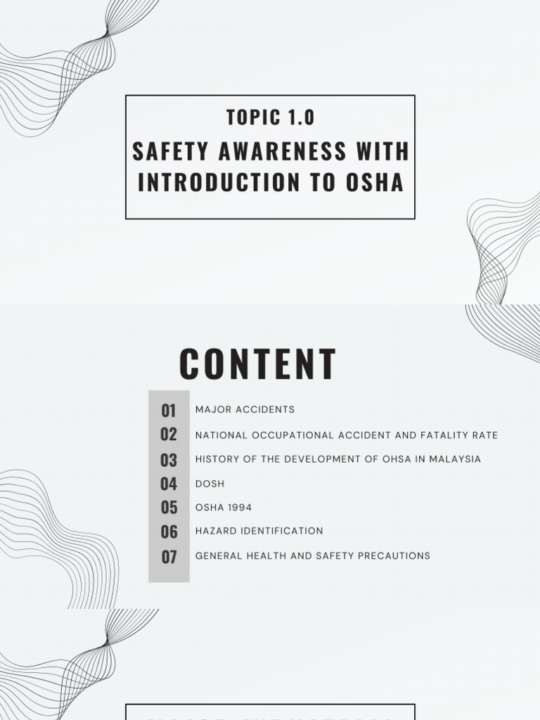Topic 1.0 - Safety Awareness With Introduction To OSHA - 202306 | PDF