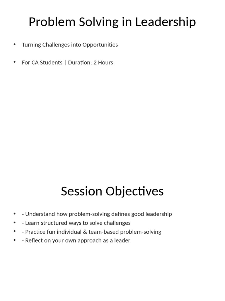 Leadership Problem Solving Workshop | PDF | Leadership | Social Psychology