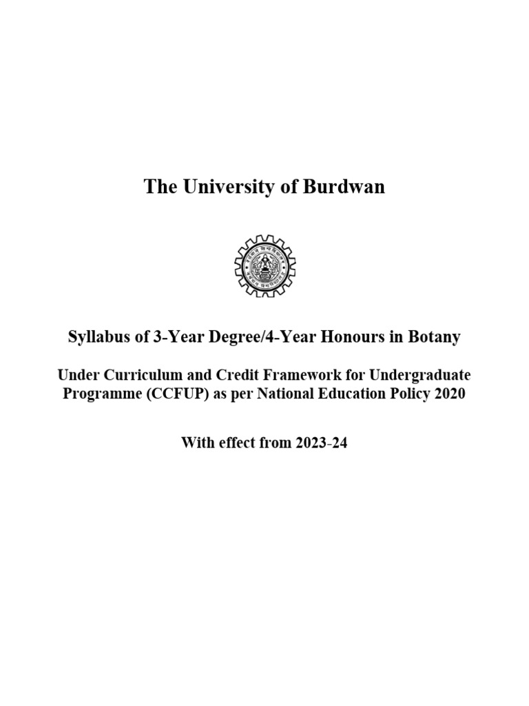 B.Sc. Botany Syllabus 2023-24 | PDF | Cell (Biology) | Cell Membrane