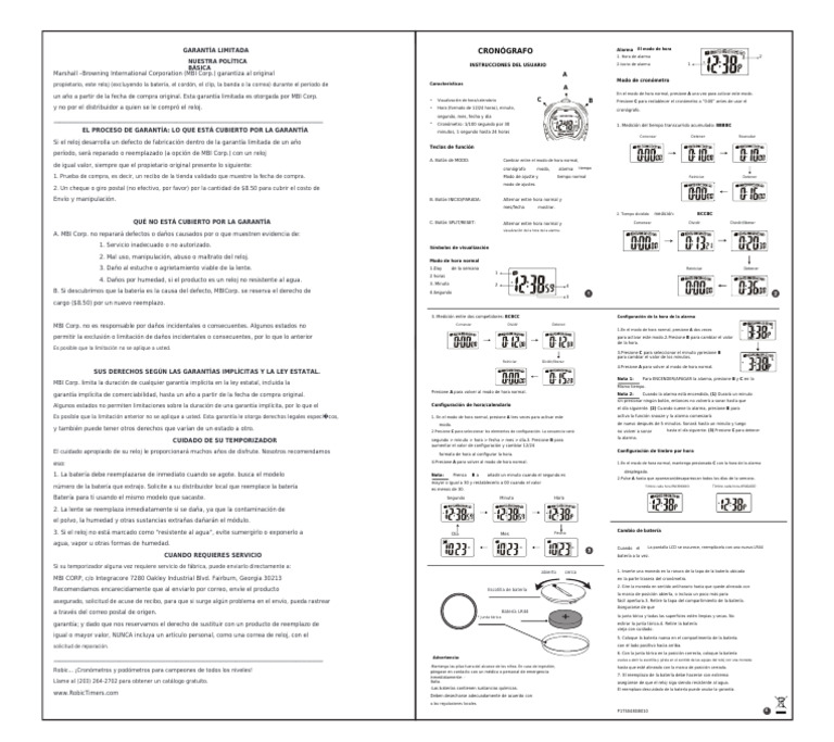 Español Translate Robic-Single-Manual PDF | PDF | Reloj