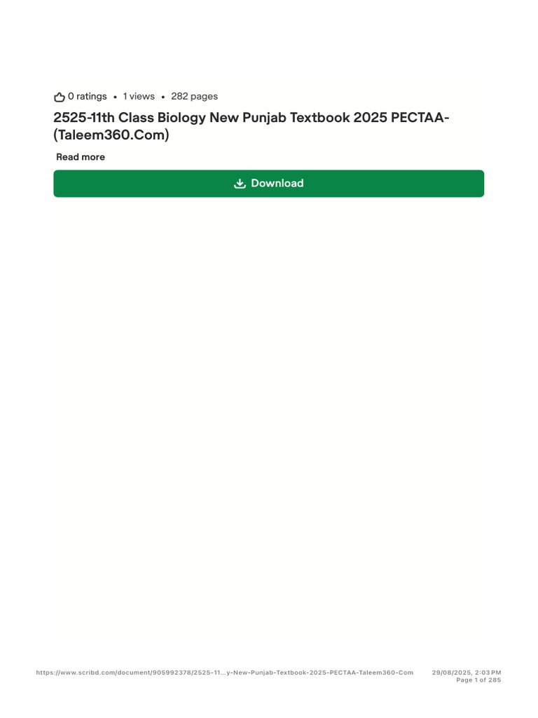 2525-11th Class Biology New Punjab Textbook 2025 PECTAA - (Taleem360 ...
