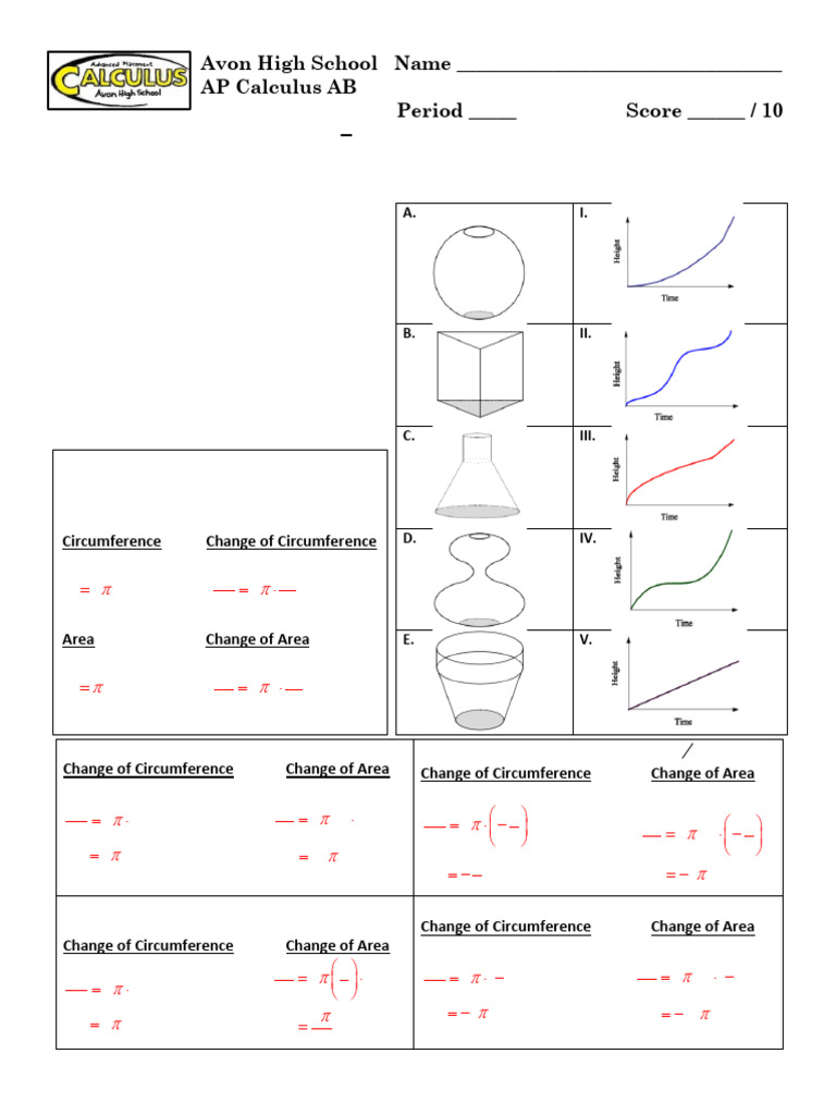 Related Rates Skill Builder 4.4 & 4.5 | PDF | Area | Elementary Geometry