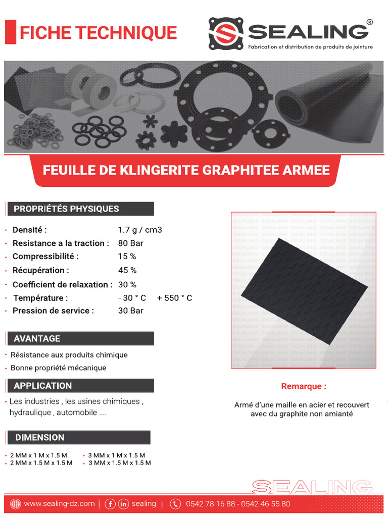 FT Feuille Klingerite Graphitee Armee | PDF