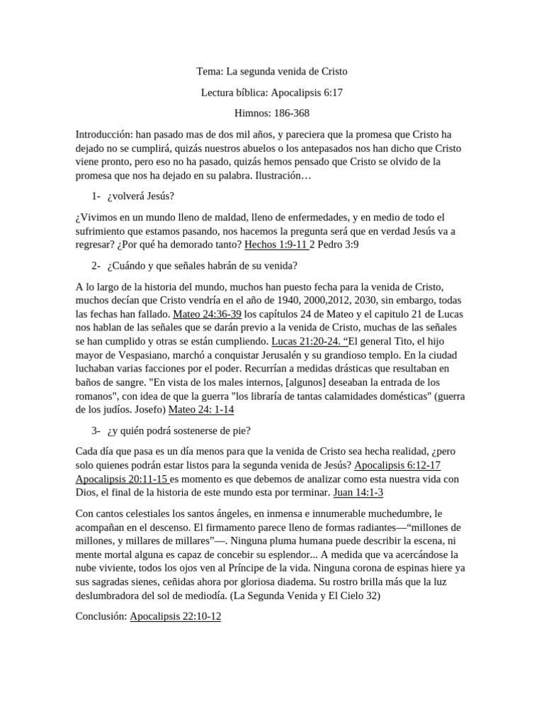 Señales de la Segunda Venida de Cristo | PDF | Cristo (título ...