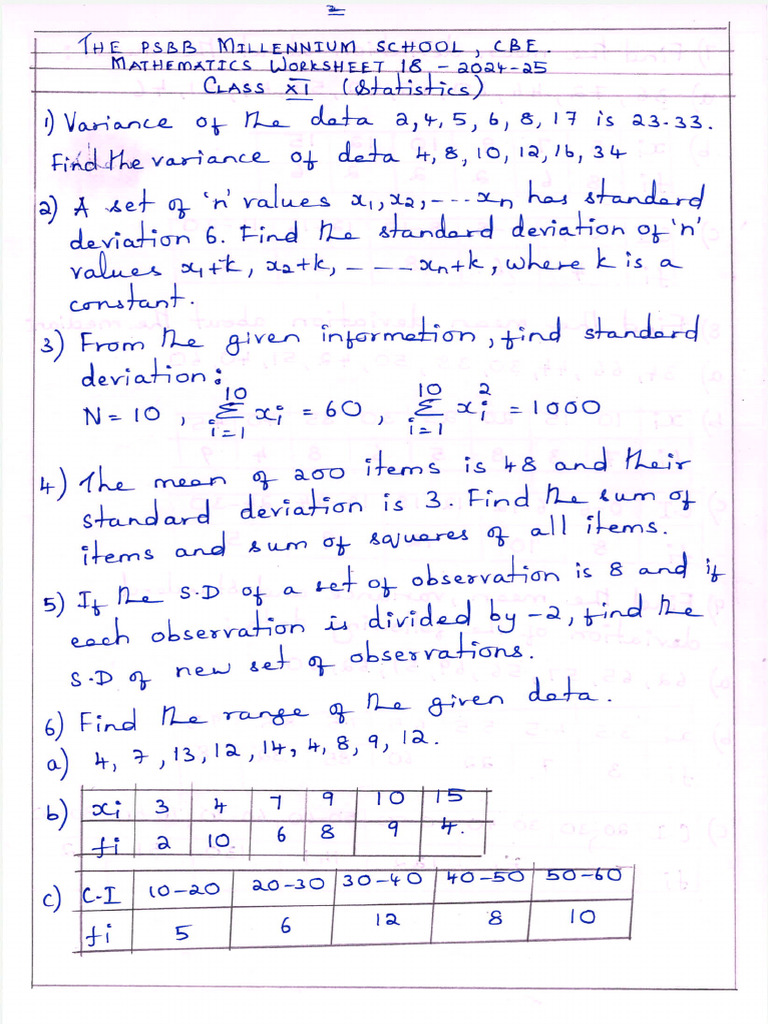 Math Ws Statistics | PDF