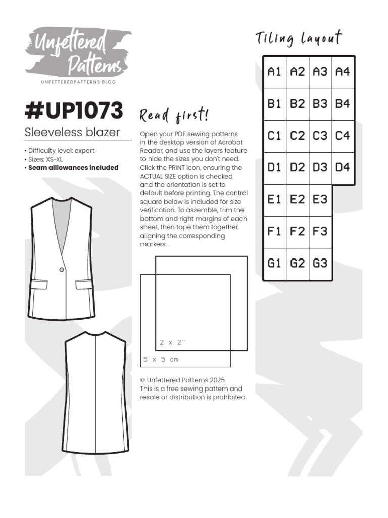Sleeveless Blazer - Pattern | PDF