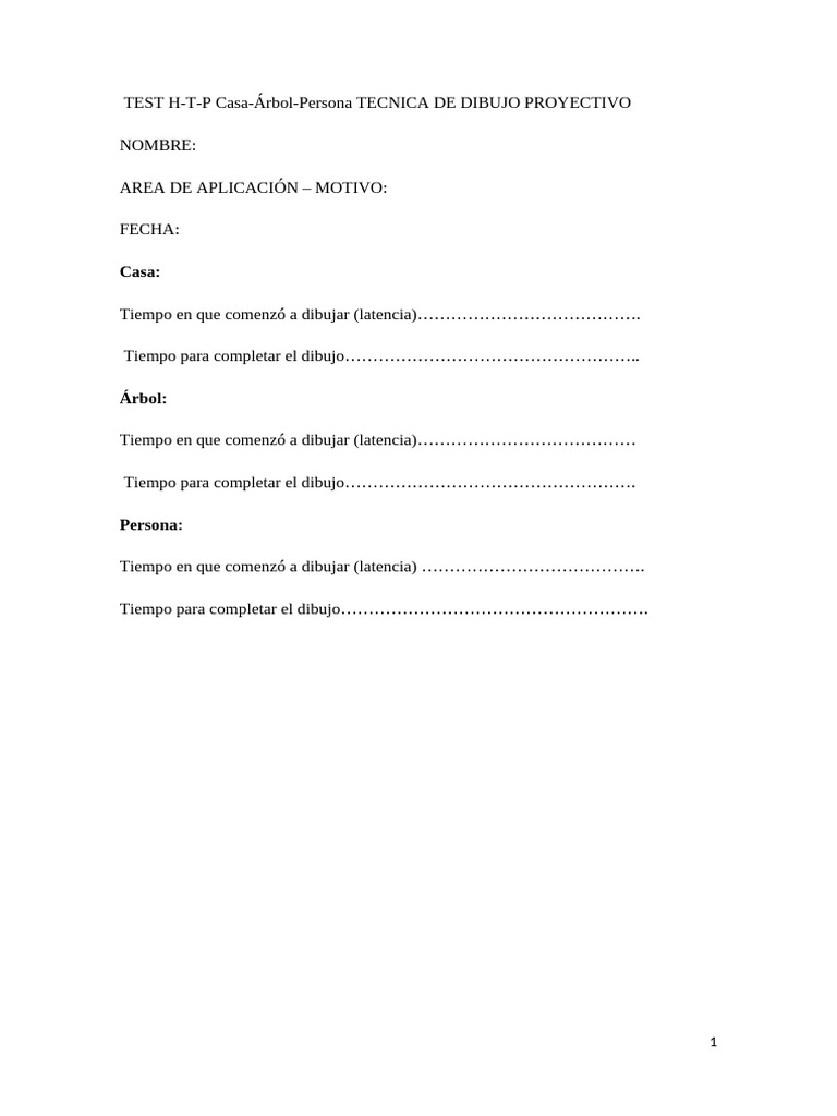 Test H-T-P: Técnica de Dibujo Proyectivo | PDF
