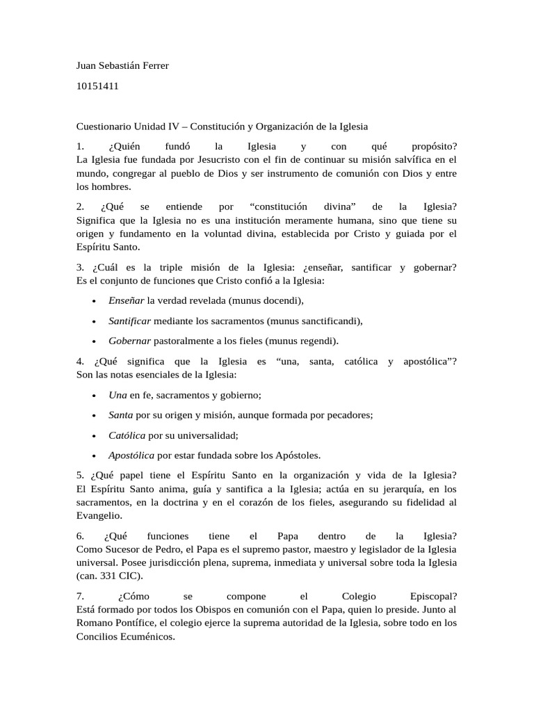 Constitución y Organización de la Iglesia | PDF | obispo | Iglesia Católica
