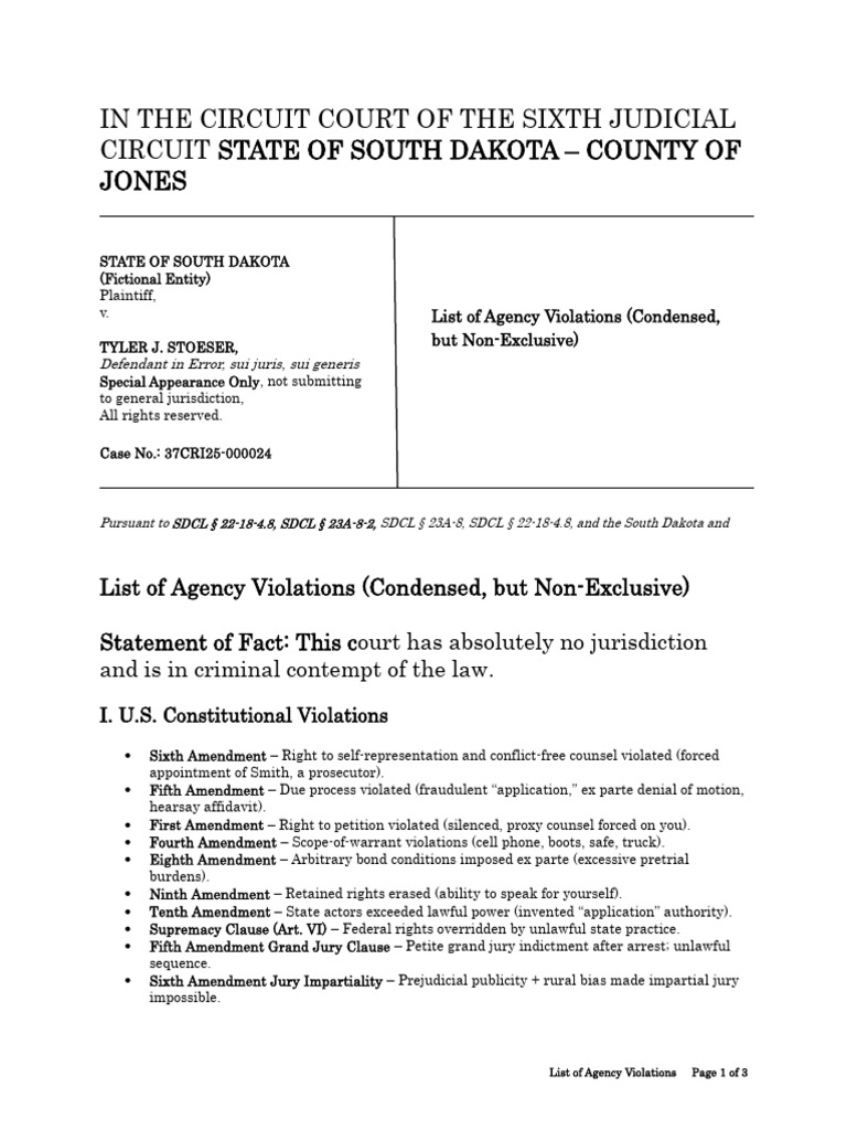 Comprehensive List of Violations | PDF | Sixth Amendment To The United ...