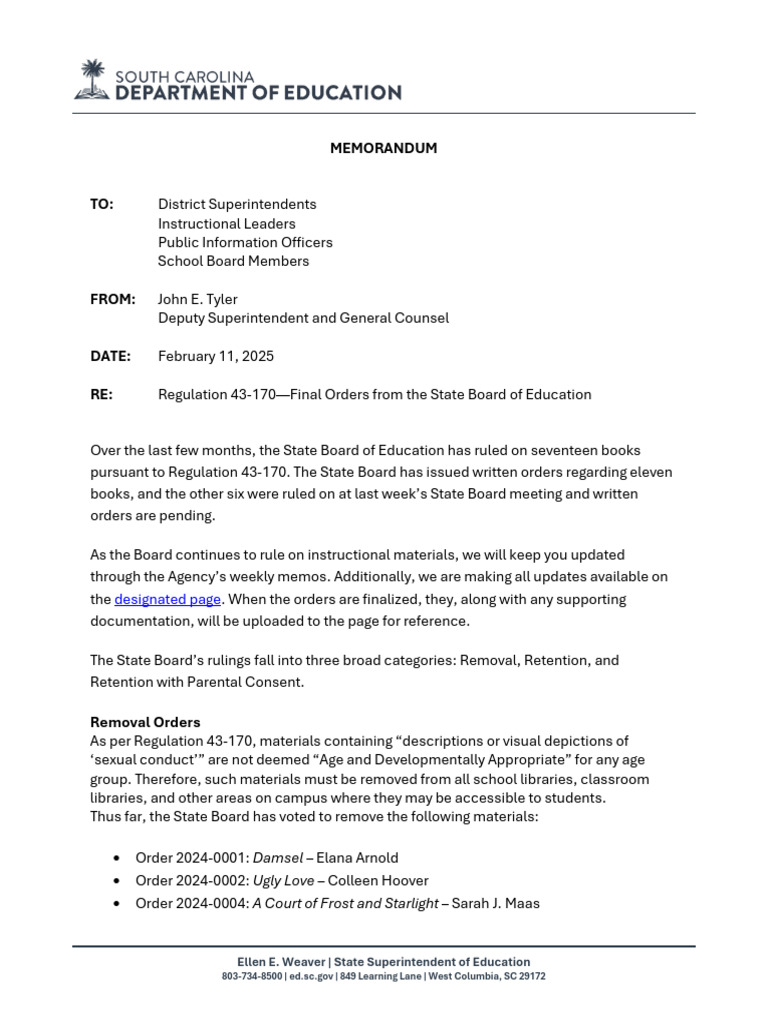 Regulation 43-170-Final Orders From The State Board of Education | PDF