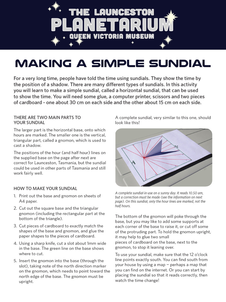 Build a Horizontal Sundial Guide | PDF
