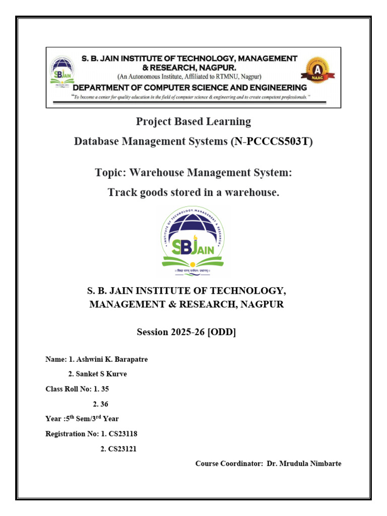 Warehouse Management System Project | PDF | Databases | Computing