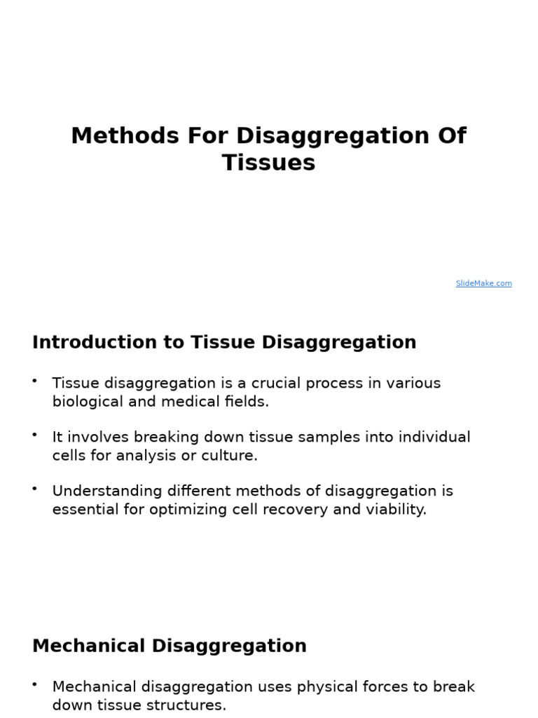 Tissue Disaggregation Techniques Overview | PDF | Enzyme | Cell Culture