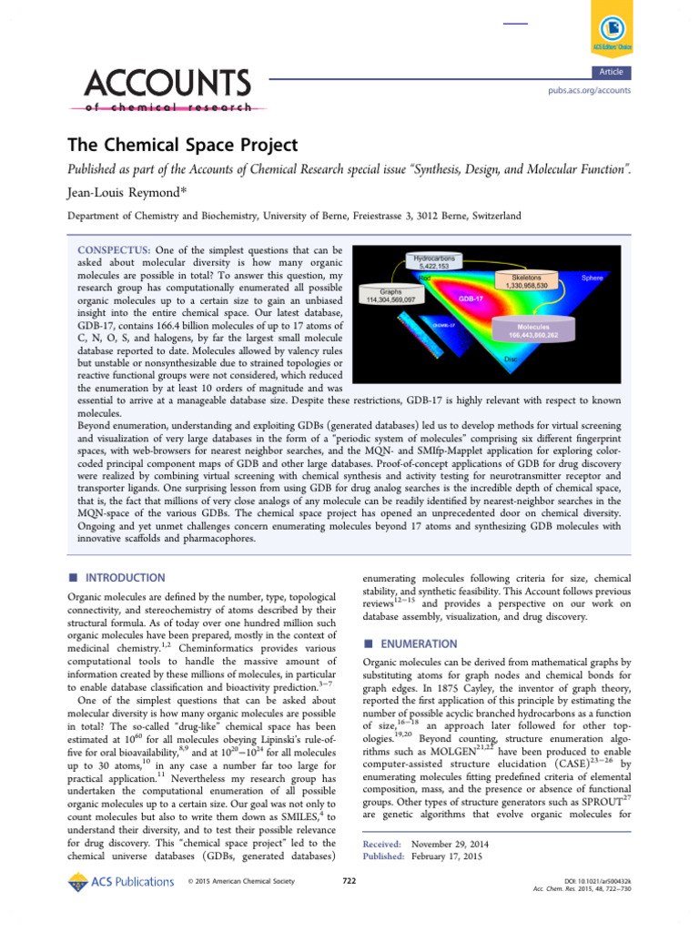 Exploring Chemical Space: GDB-17 Database | PDF | Molecules | Chemistry
