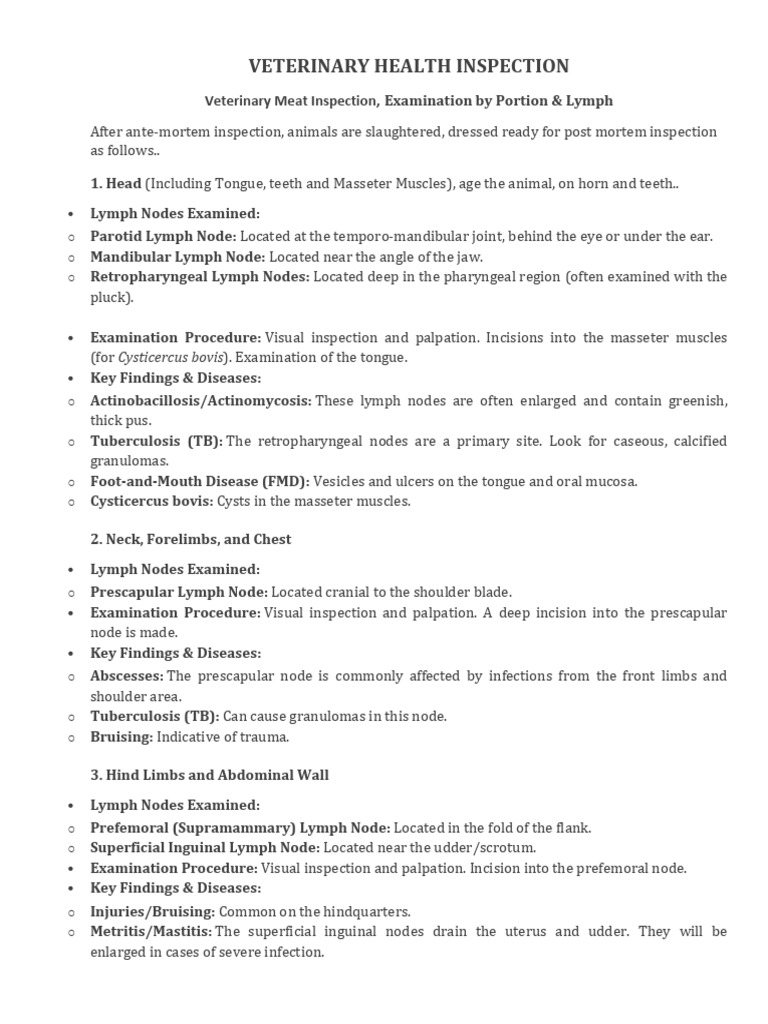 Veterinary Health Inspection MC | PDF | Lymphatic System | Pathogen