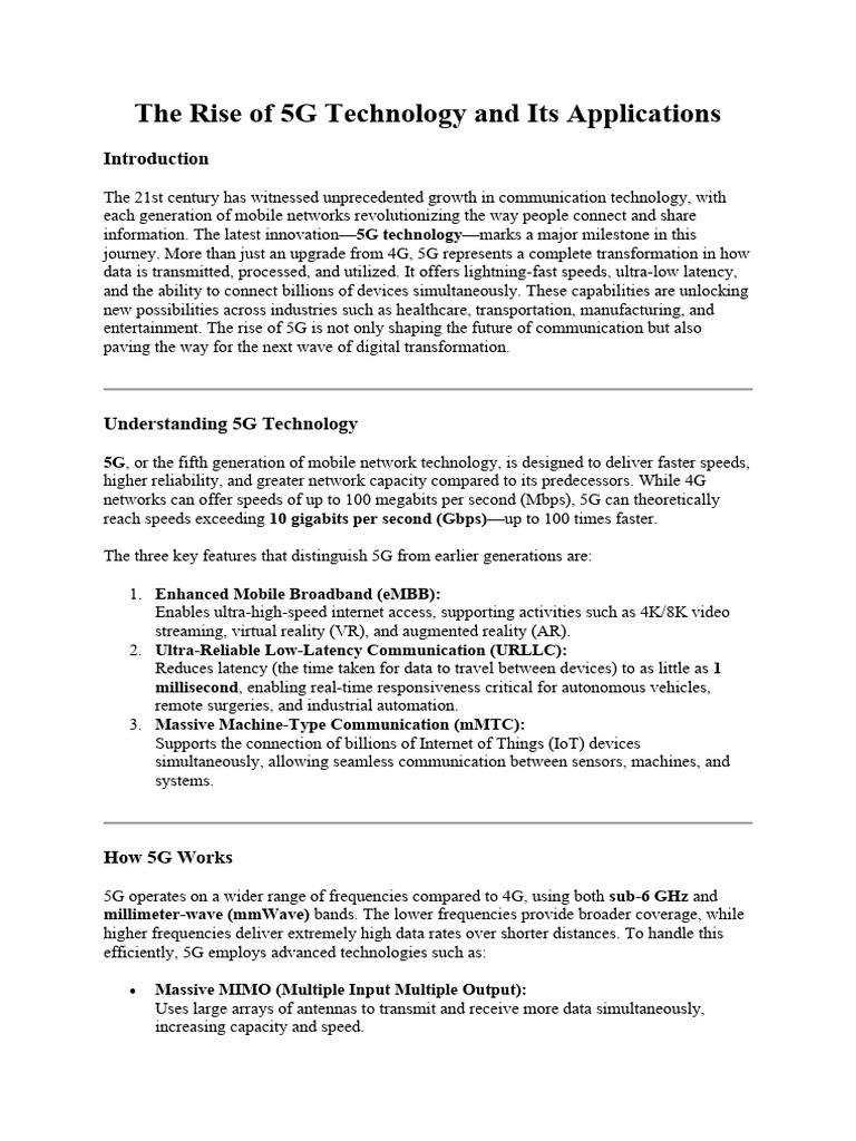 5G Technology: Impact and Applications | PDF | Internet Of Things ...