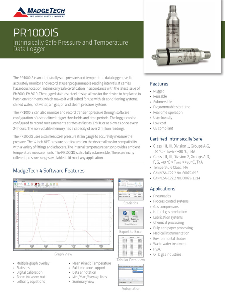 Intrinsically Safe Data Logger PR1000IS | PDF | Equipment