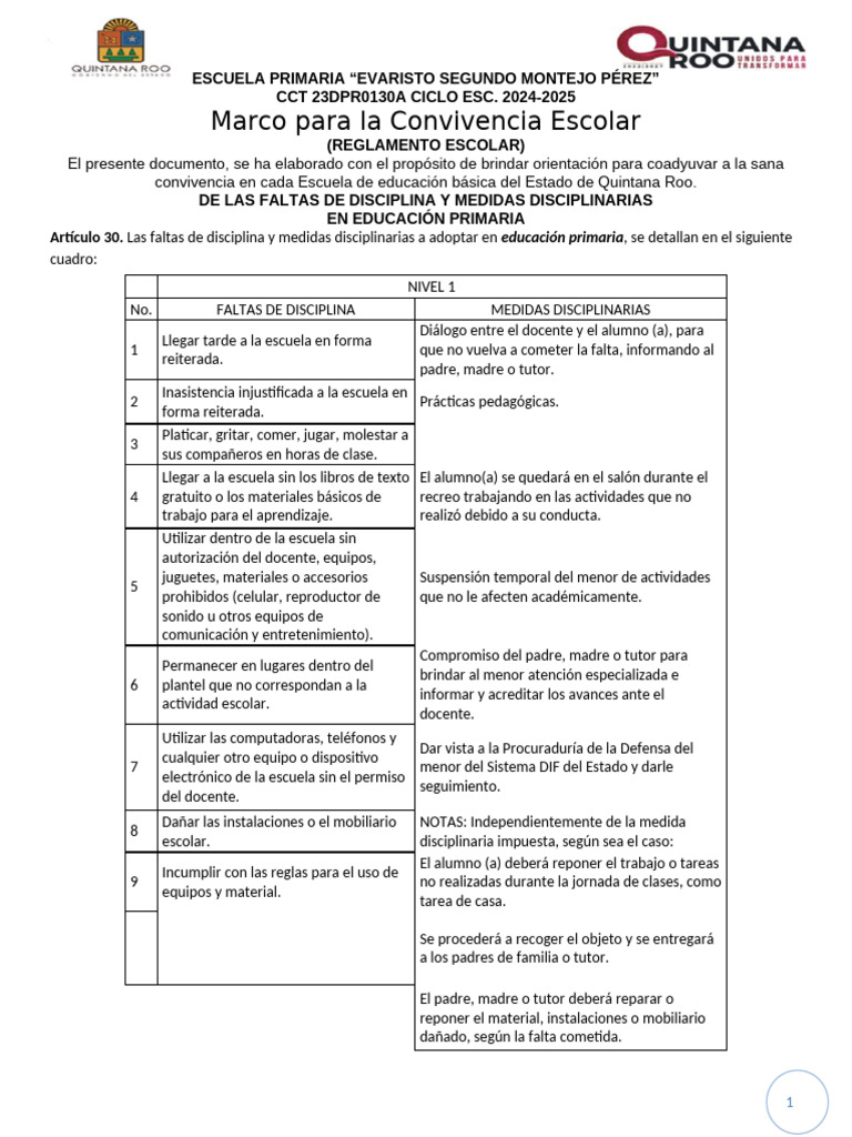 Marco de Convivencia Escolar 2025 | PDF | Escuelas | Educación primaria