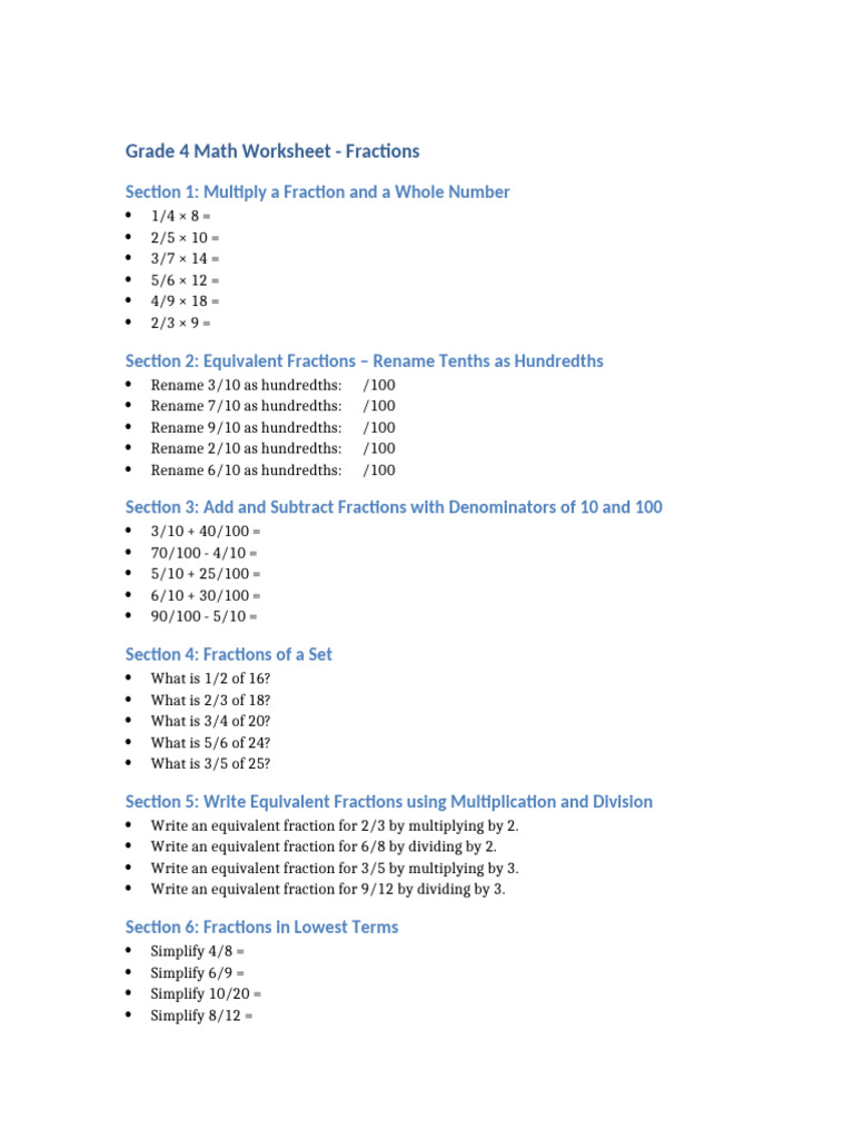 Grade 4 Fractions Complete | PDF