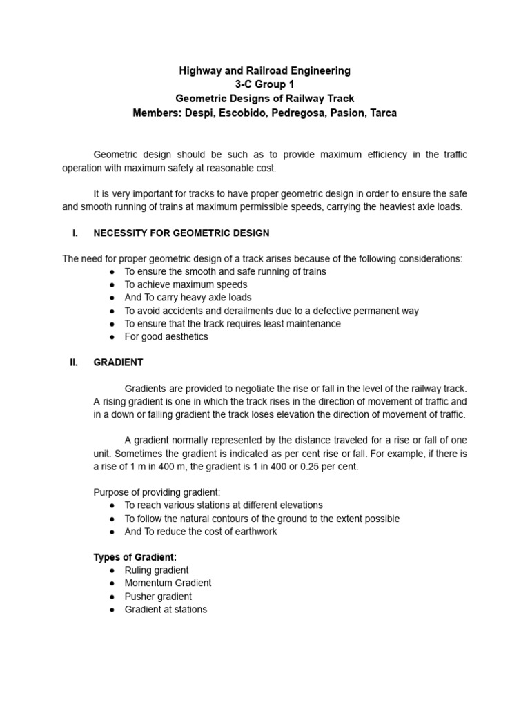 3-C Group1 Railroad Track Geometric Design | PDF | Rail Transport ...