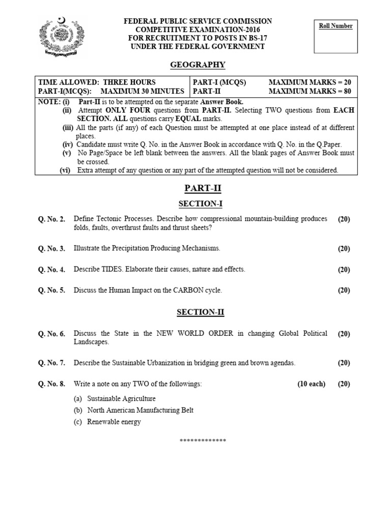 Photo inspiration: Picture Idea: Federal Public Service Commission Geography Exam Pdf Oceans