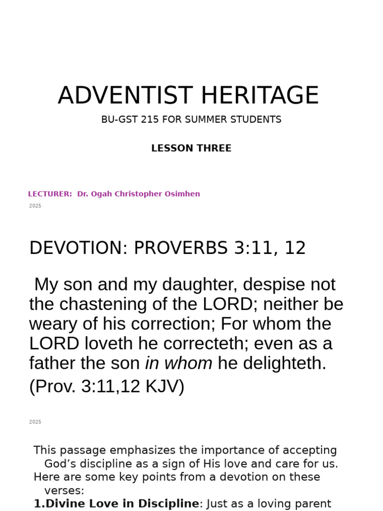 Understanding Adventist Heritage Lessons | PDF | Seventh Day Adventist ...