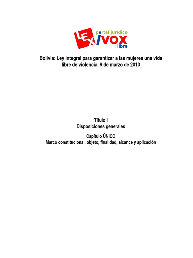 Ley Integral contra la Violencia hacia Mujeres | PDF | La violencia ...