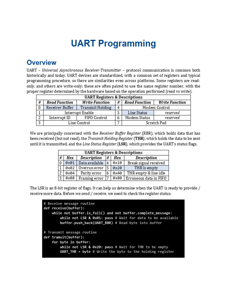UART Programming Guide and Registers | PDF | Information And ...