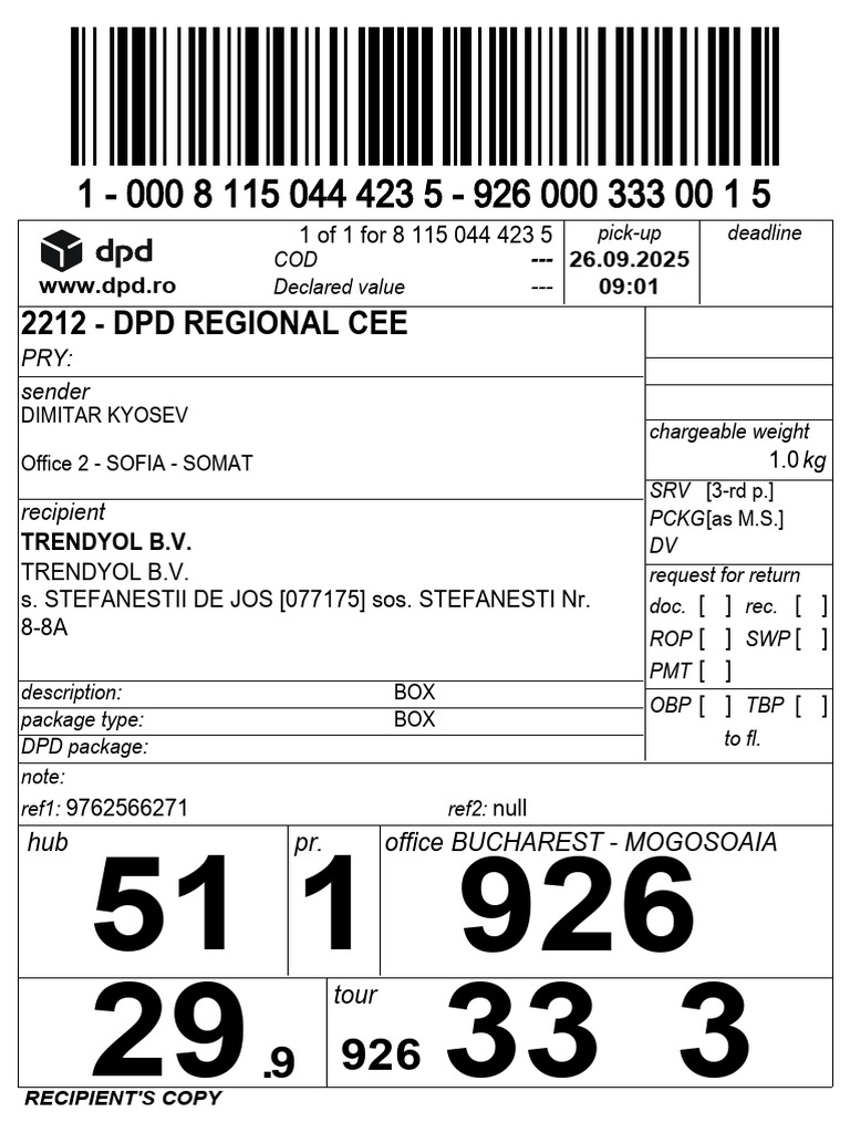 89 Return 81150444235 Label-Data | PDF