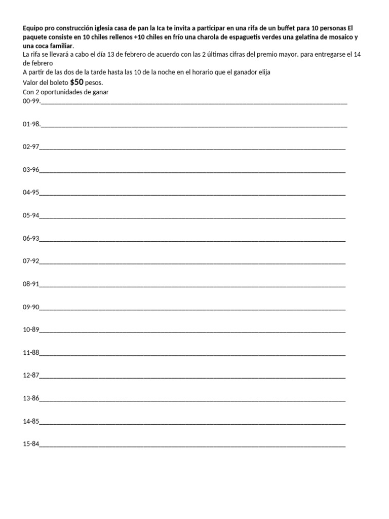 Rifa 00-99 | PDF