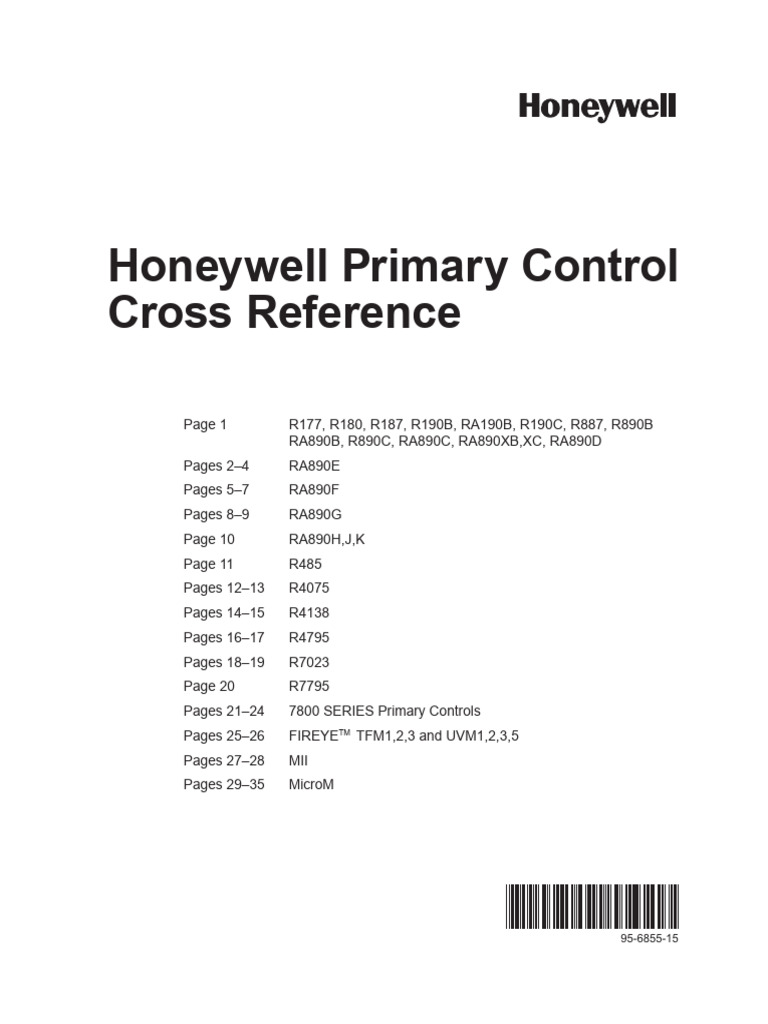 Honeywell Primary Control Cross Reference | PDF | Relay | Alternating ...