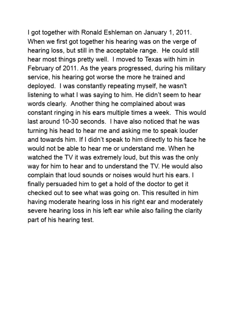 Ronald Eshleman's Hearing Loss Journey | PDF
