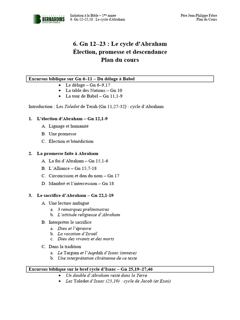 Cycle d'Abraham : Élection et Promesse | PDF | Abraham | Livre de la Genèse