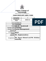 Exam Envelope Label